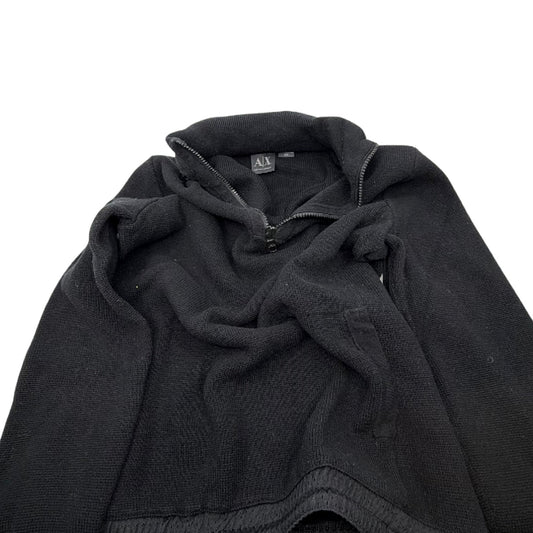 Armani Exchange Black Cotton Blend Half-Zip Hooded Sweater M