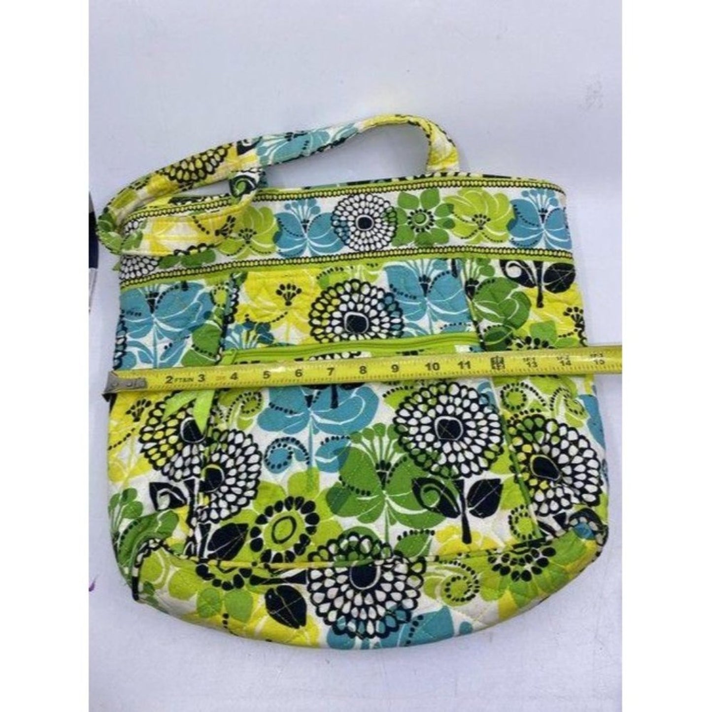 vera bradley bag quilted green blue white fabric t