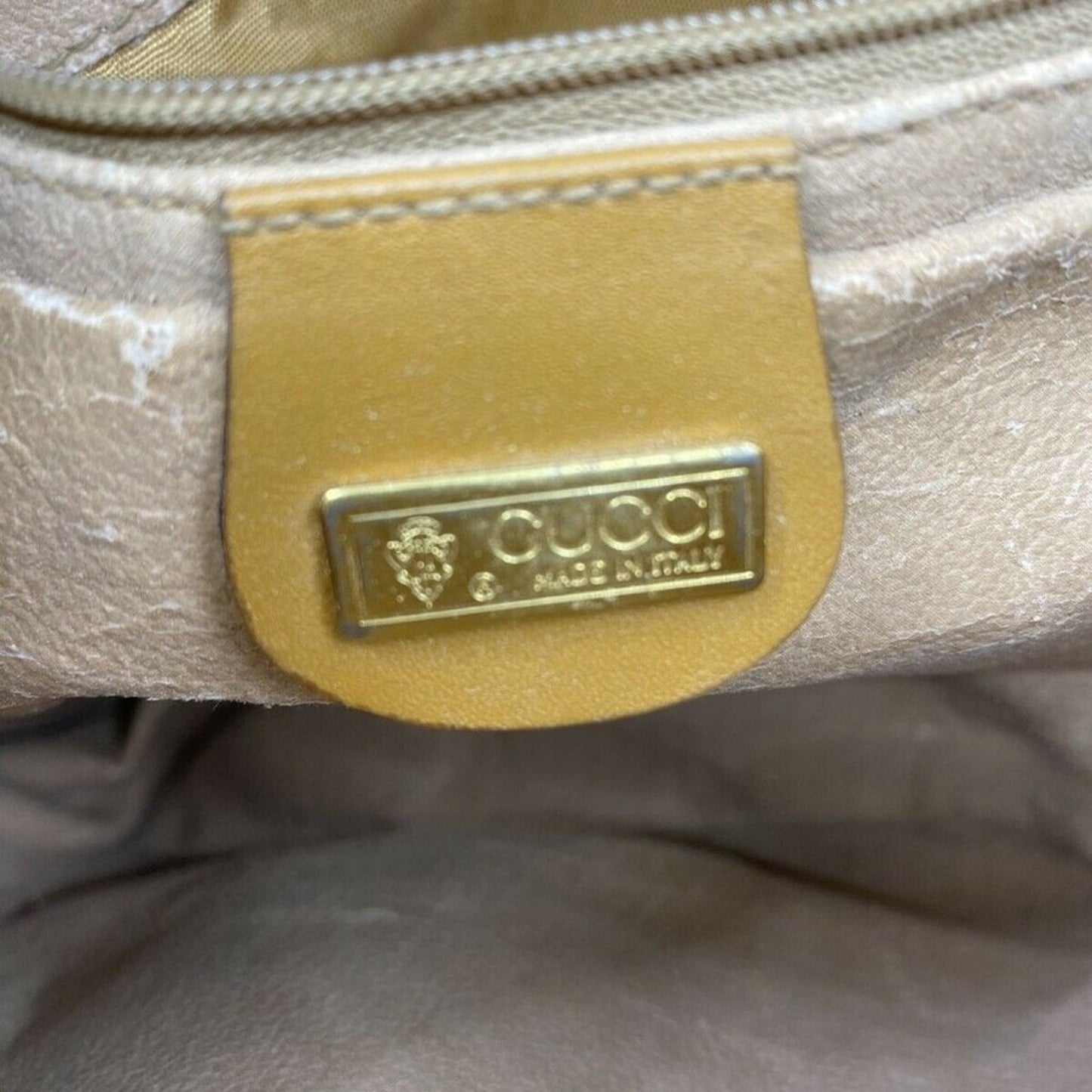 GUCCI Vintage Beige Coated Canvas/ Leather Crossbo