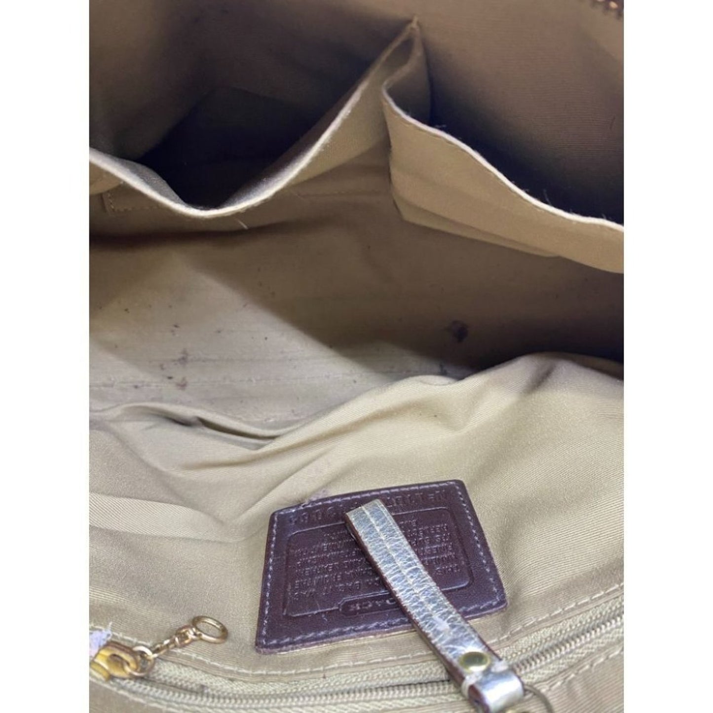 Coach Tan Silver Hand Bag Customized Embellishment