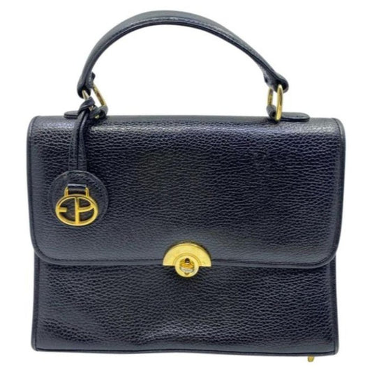Evan Picone Black Vintage Leather Handbag