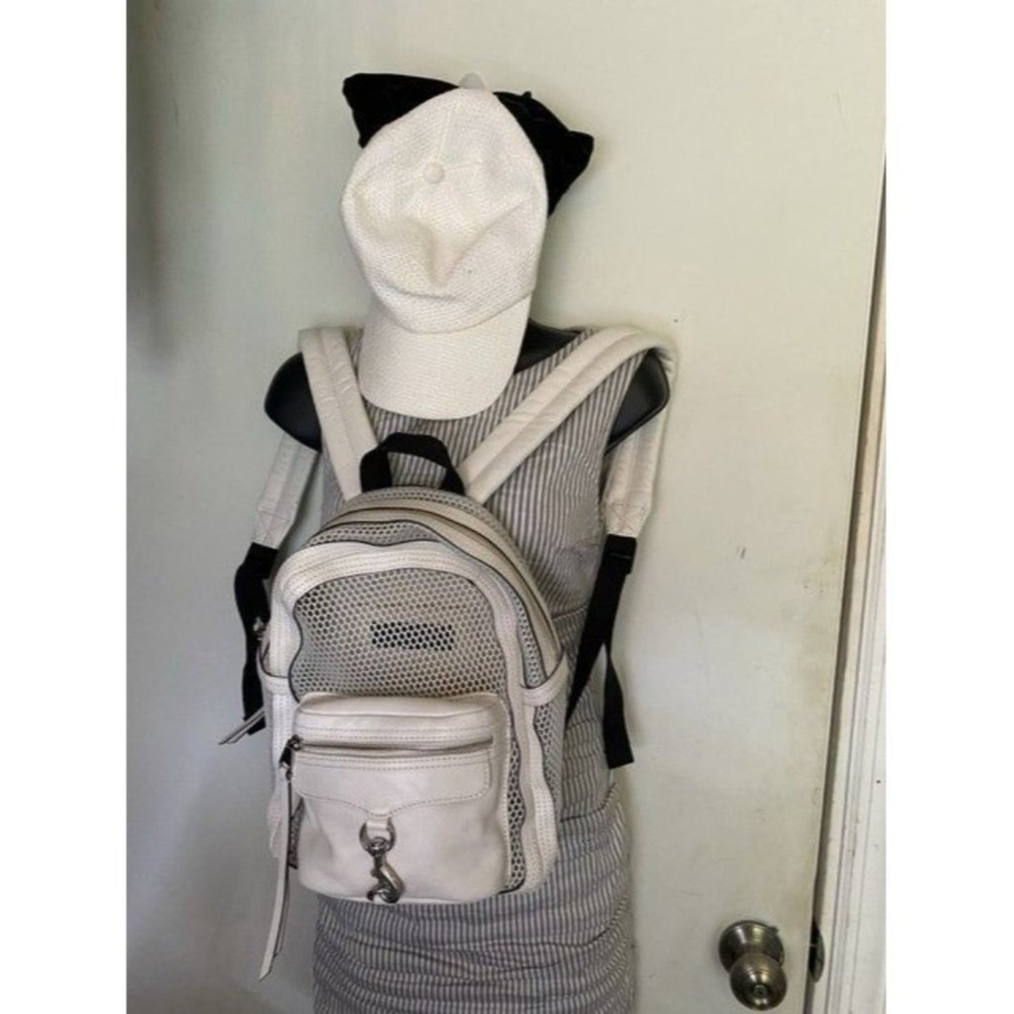 Rebecca Minkoff Net Mini Mab White Leather Backpack
