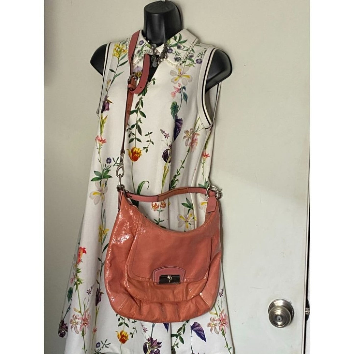 COACH Large Patent Leather Orange Shoulder Bag