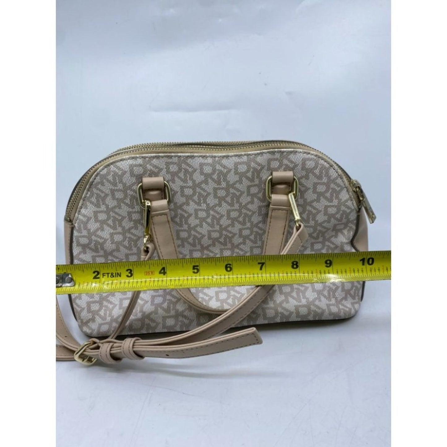 DKNY Tan Gray Faux Leather Crossbody Bag