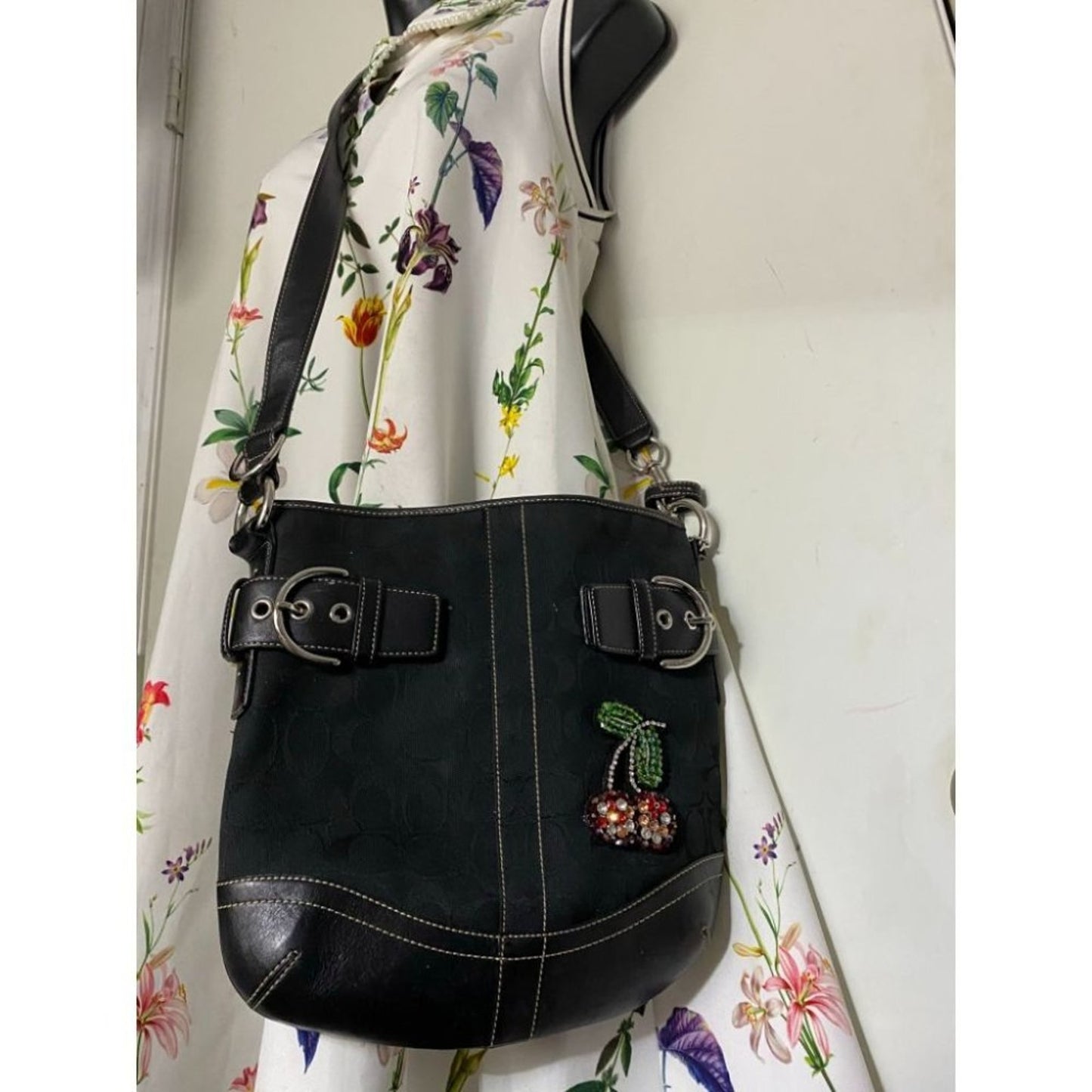 Coach Black Jacquard Fabric Signature Crossbody