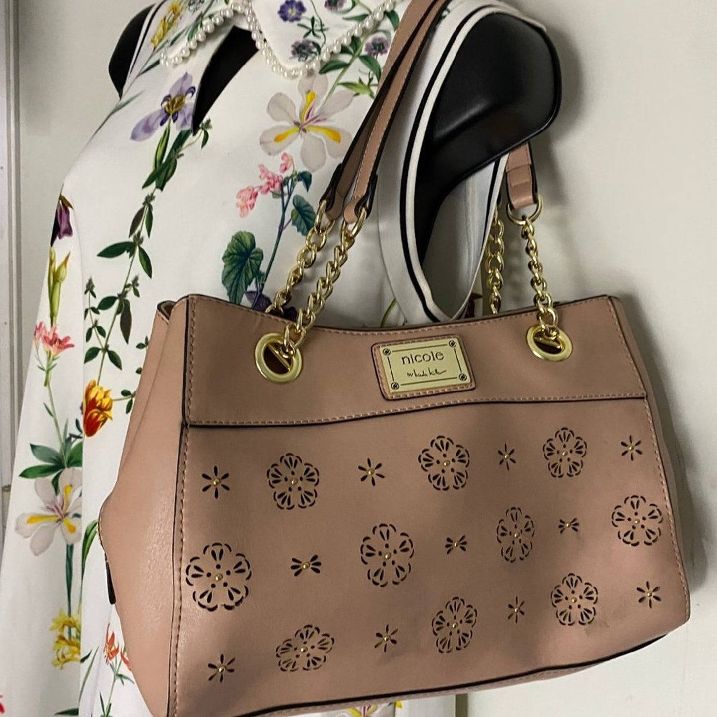 Nicole Tan Leather Shoulder Bag