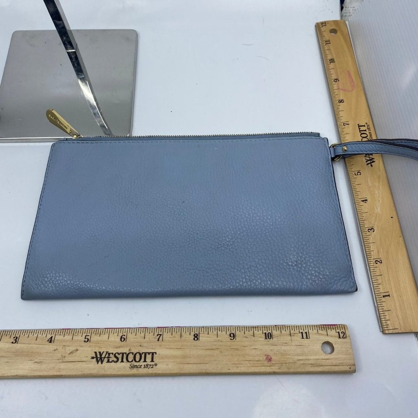 Michael Kors Pastel Blue Grain Leather Wristlet