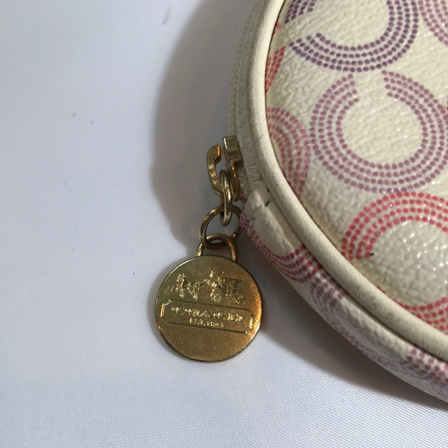 Coach Cream Round Shape Wallet