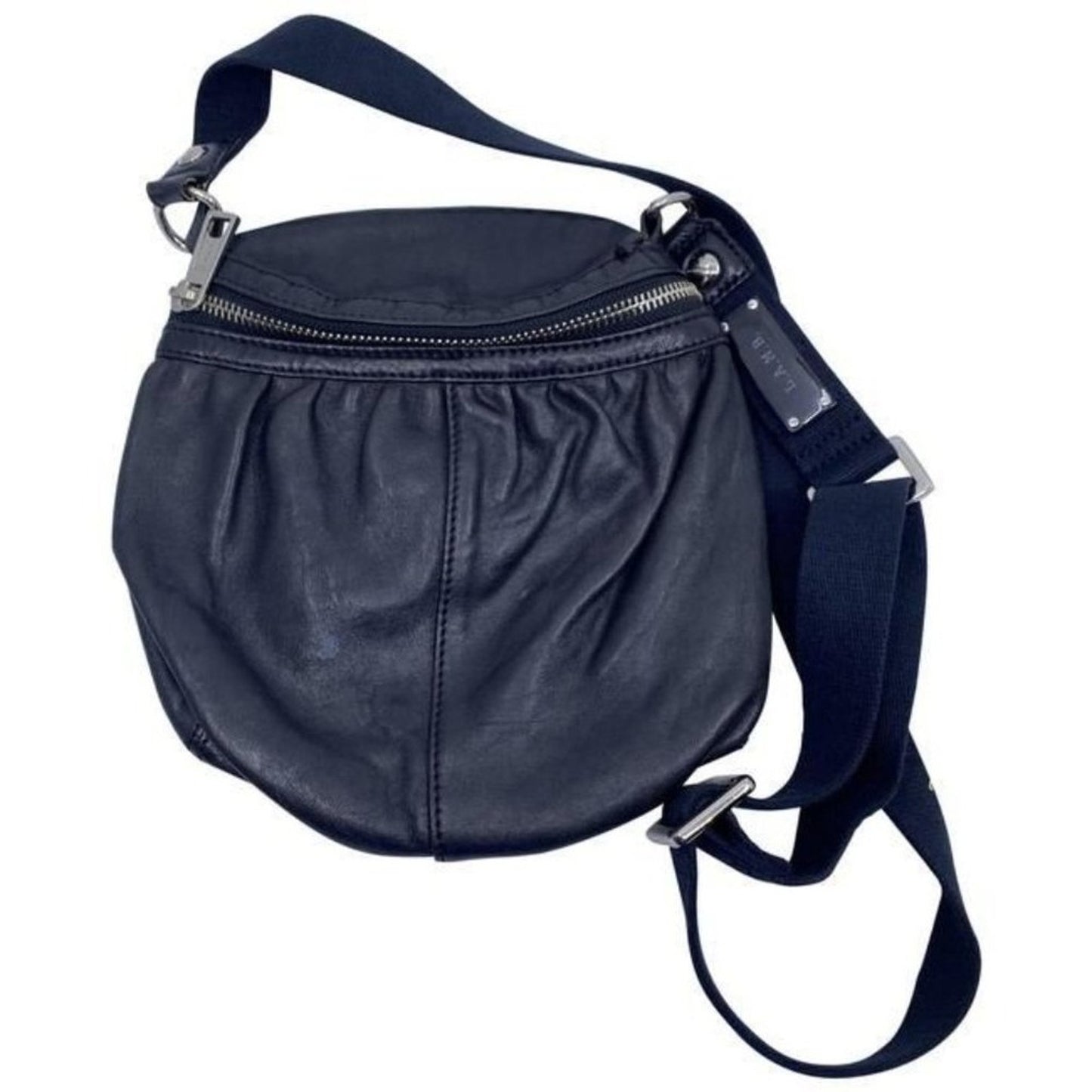 Lamb Messenger Adjustable Strap Black Leather Cross Body Bag