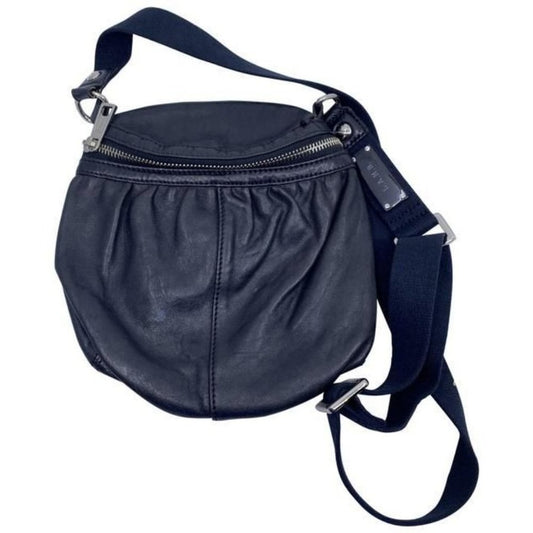 Lamb Messenger Adjustable Strap Black Leather Cross Body Bag