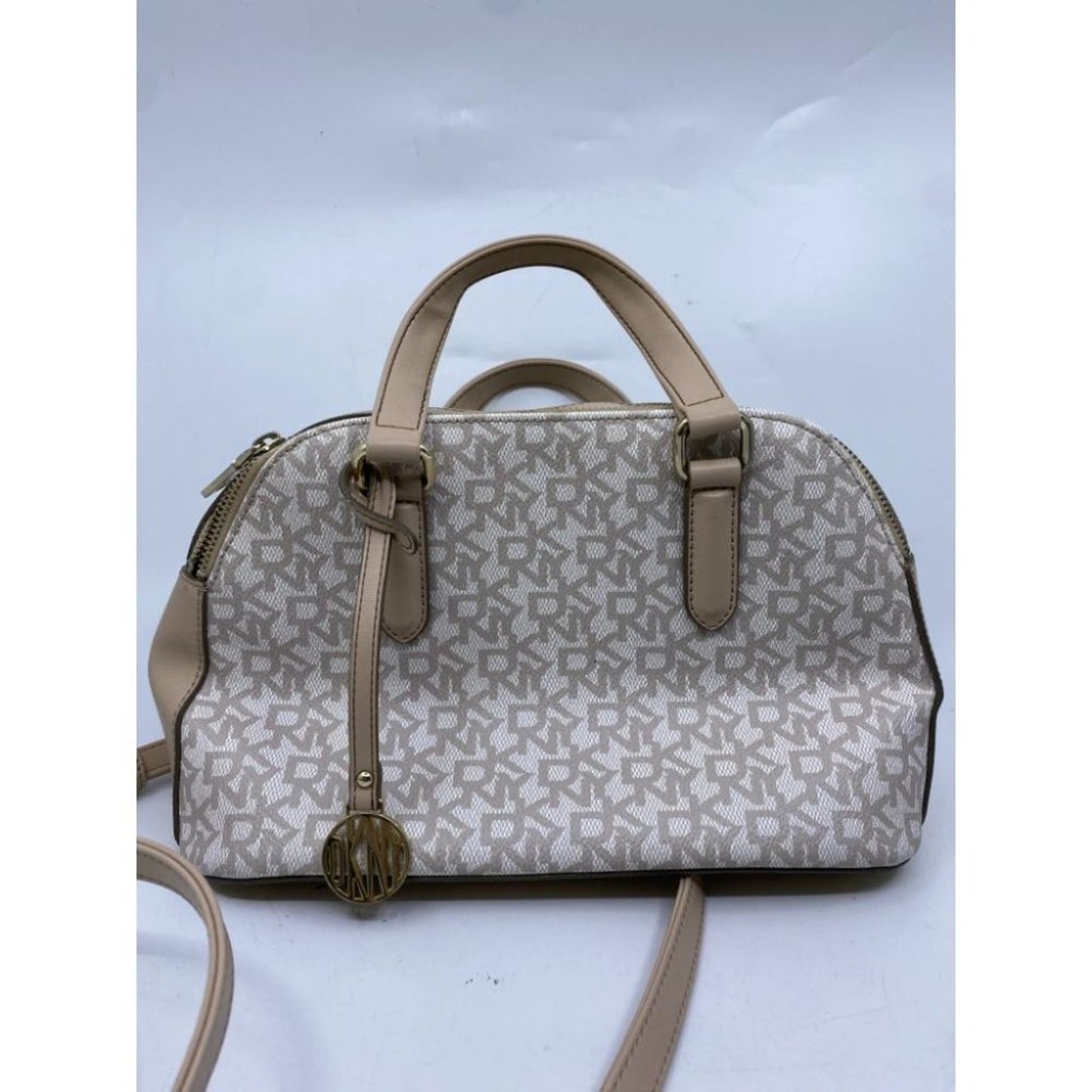 DKNY Tan Gray Faux Leather Crossbody Bag