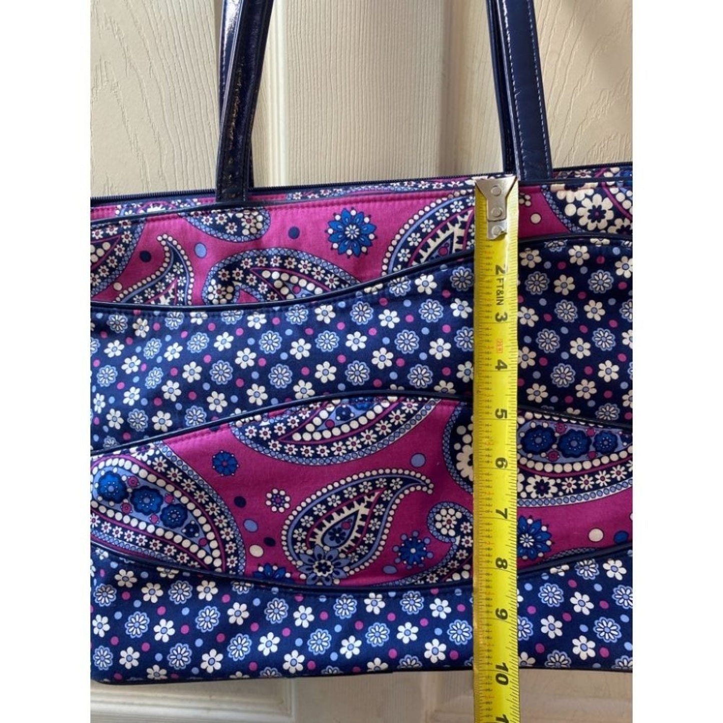 Vera Bradley Blue Pink Quilted Fabric Tote Bag