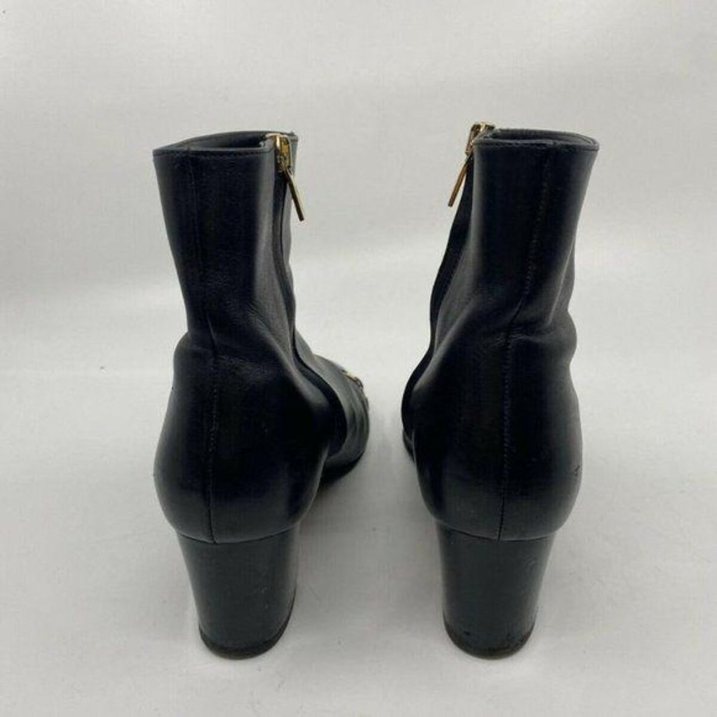 Msrp$730 SALVATORE FERRAGAMO Booties W/ Gold signa