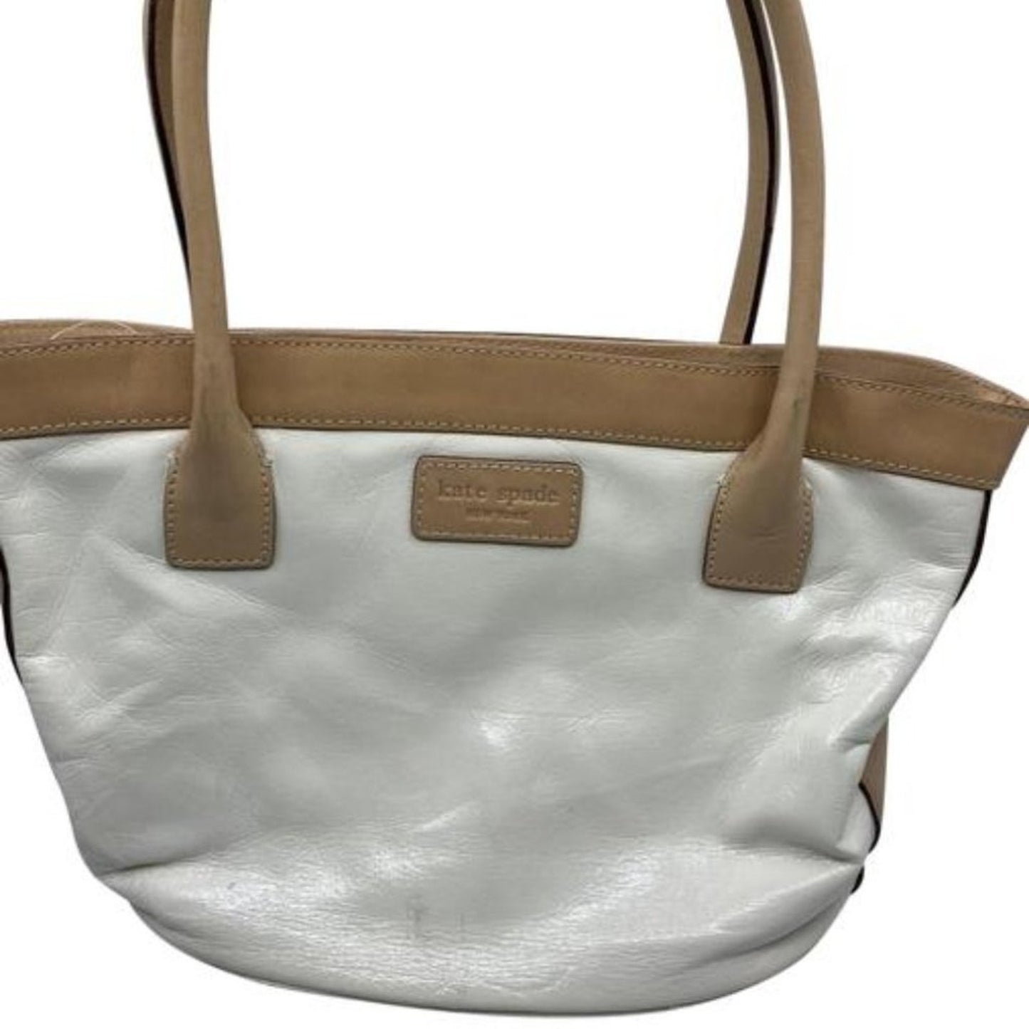 Kate Spade White Tan Leather Medium Size Handbag