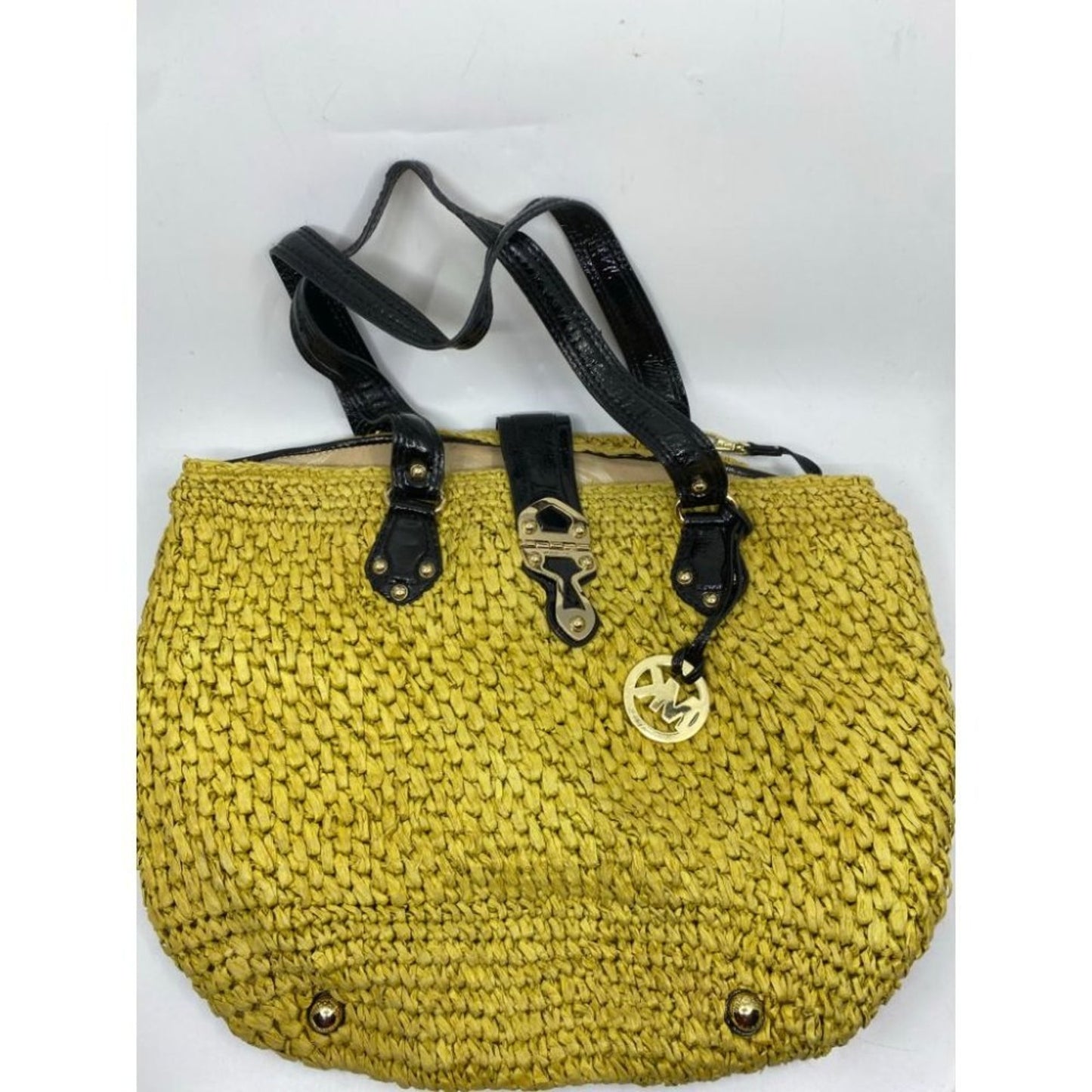 Michael Kors Women's Yellow Large Weave Straw Bag
