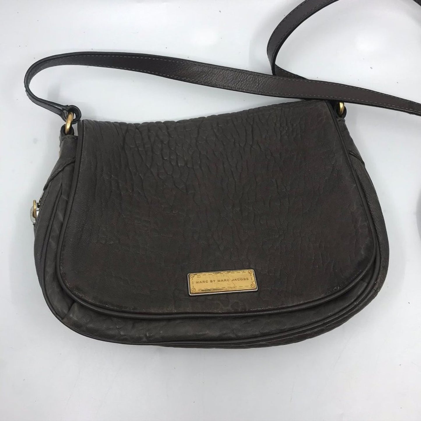 Marc Jacobs Dark Brown Rough Leather Crossbody Bag
