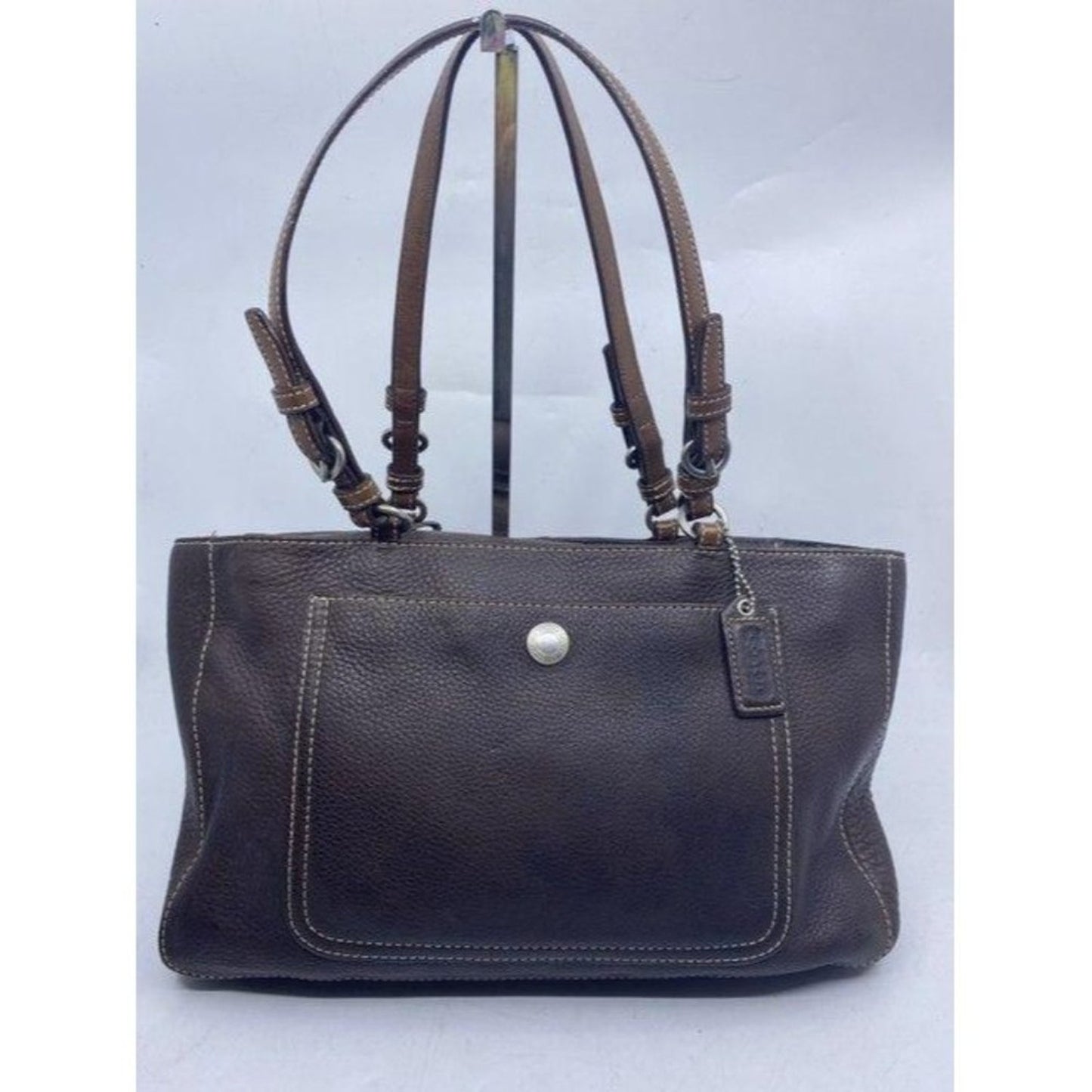coach medium bag handbag brown leather shoulder ba
