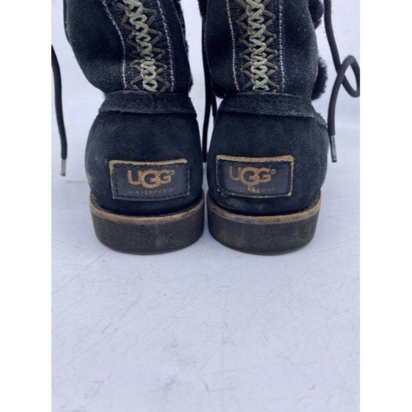 Ugg Australia Black Rugged Lace Up Bootsbooties Si