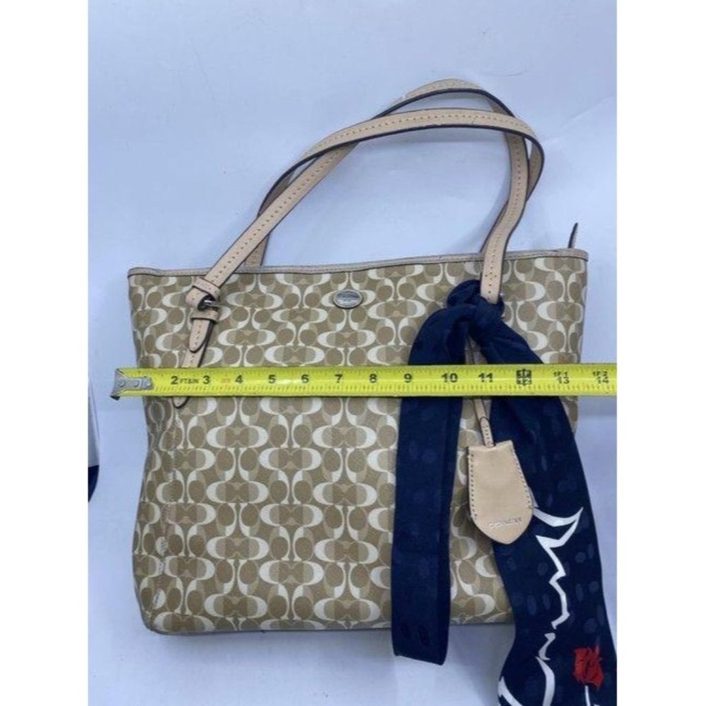 coach w w detachable specialty tie accent tan whit