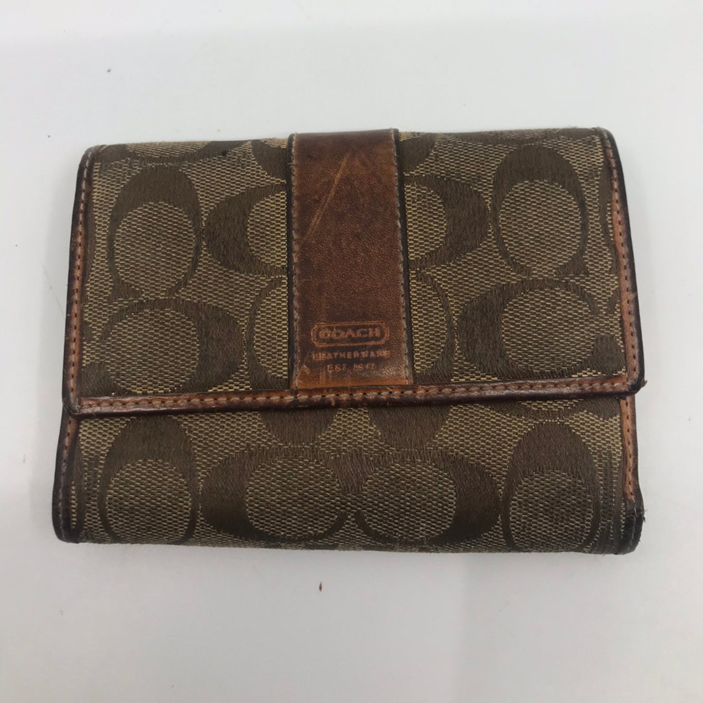 COACH Brown C Signature Design Leather Wallet