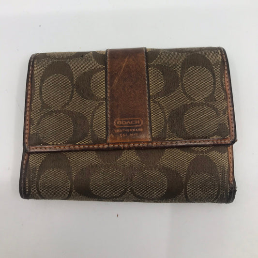 COACH Brown C Signature Design Leather Wallet