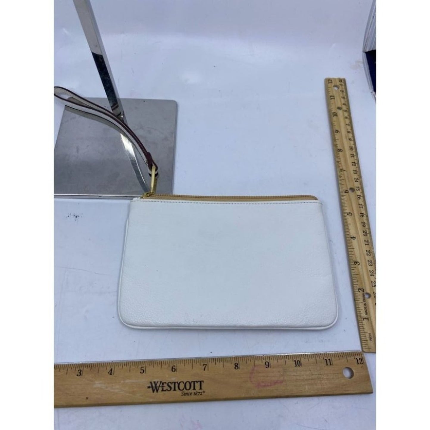 Lauren Ralph Lauren White Tan Large Wristlet