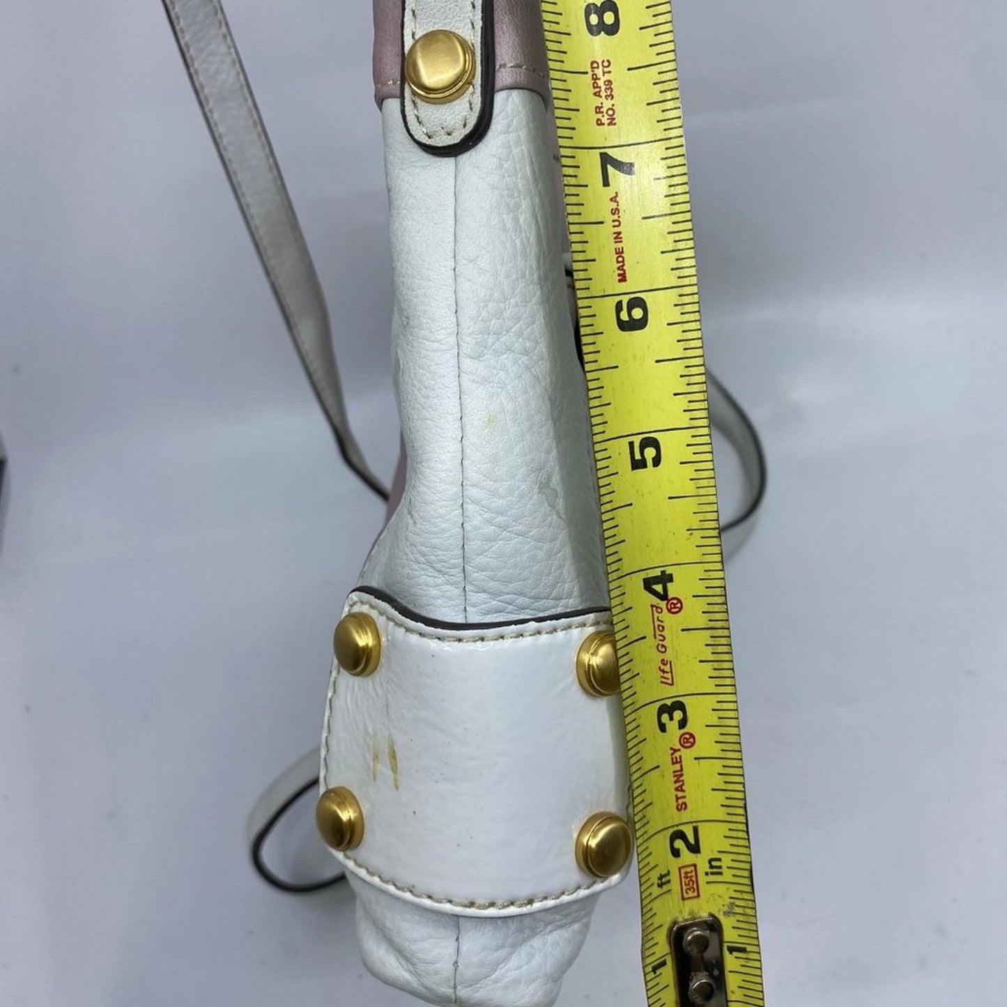 B. Makowsky Tan/ White Small Leather Crossbody