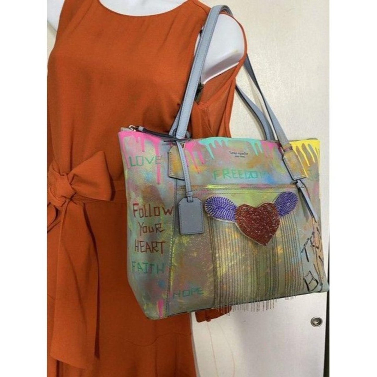 kate spade w handbag customized by me w graffi mul