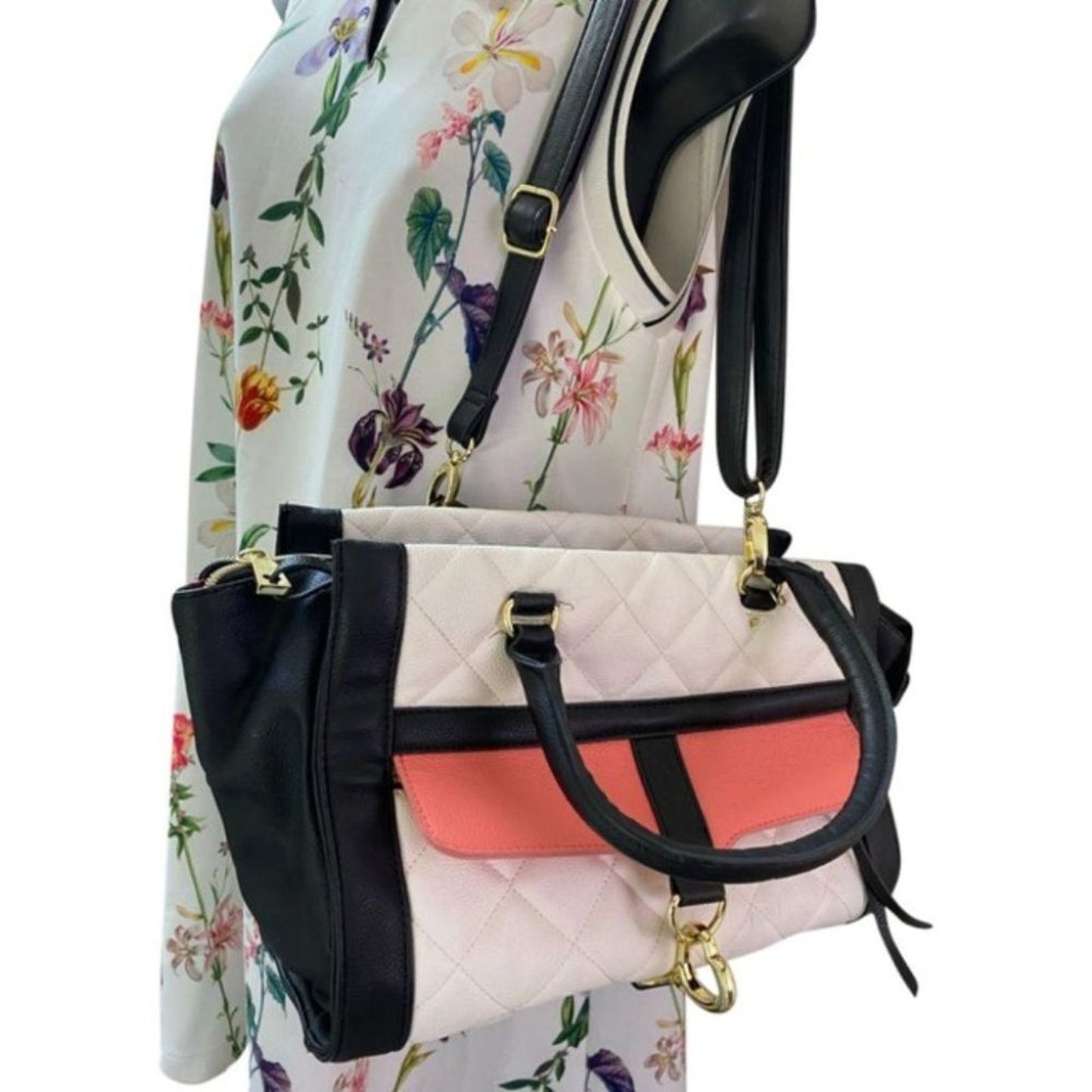 Betsey Johnson Black White Leather Shoulder Bag