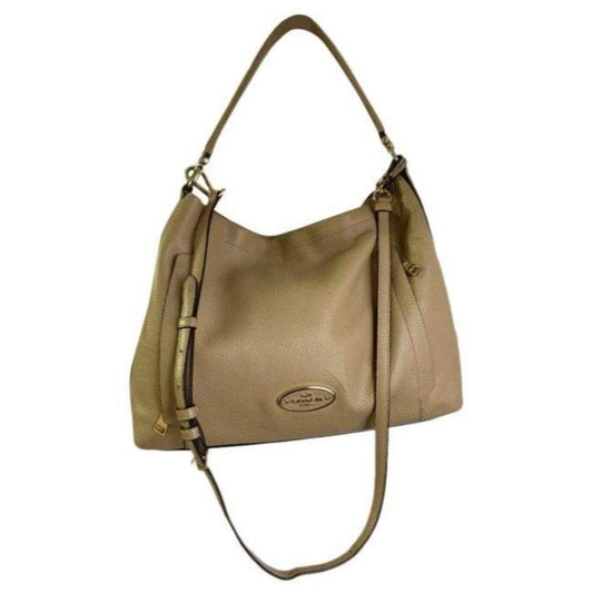 coach medium w adjustable strap tan leather cross