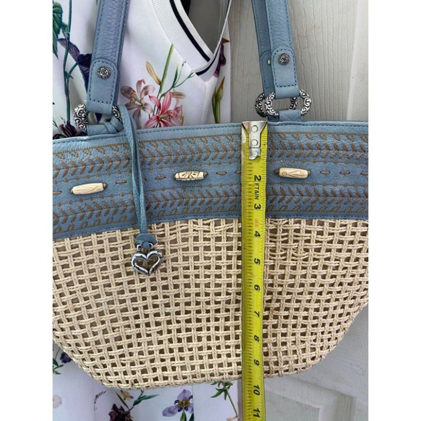 Brighton Blue Beige Faux Leather Shoulder Bag