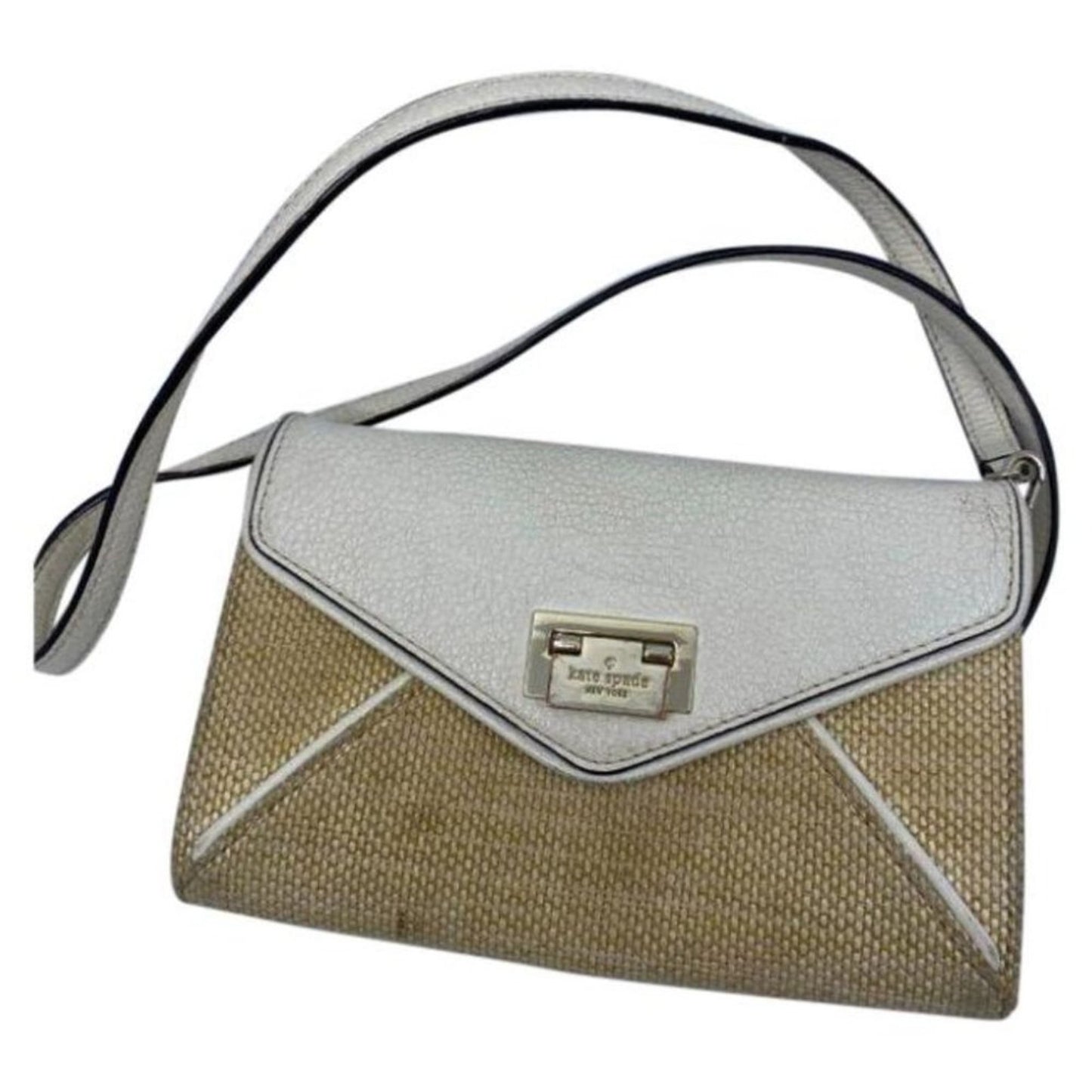 Kate Spade White Tan Fabric Crossbody Bag