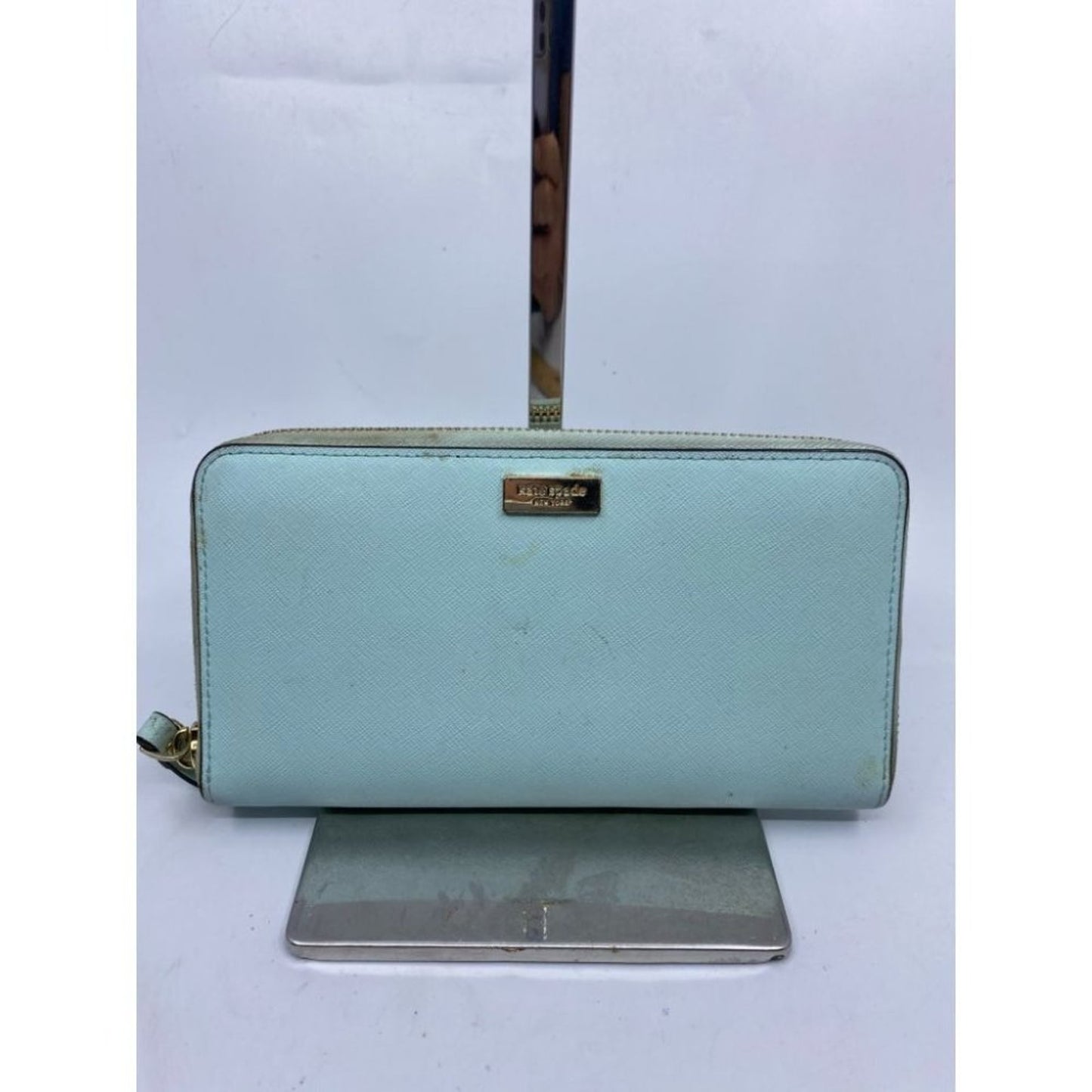 Kate Spade Women's Aqua Blue Zipper Wallet