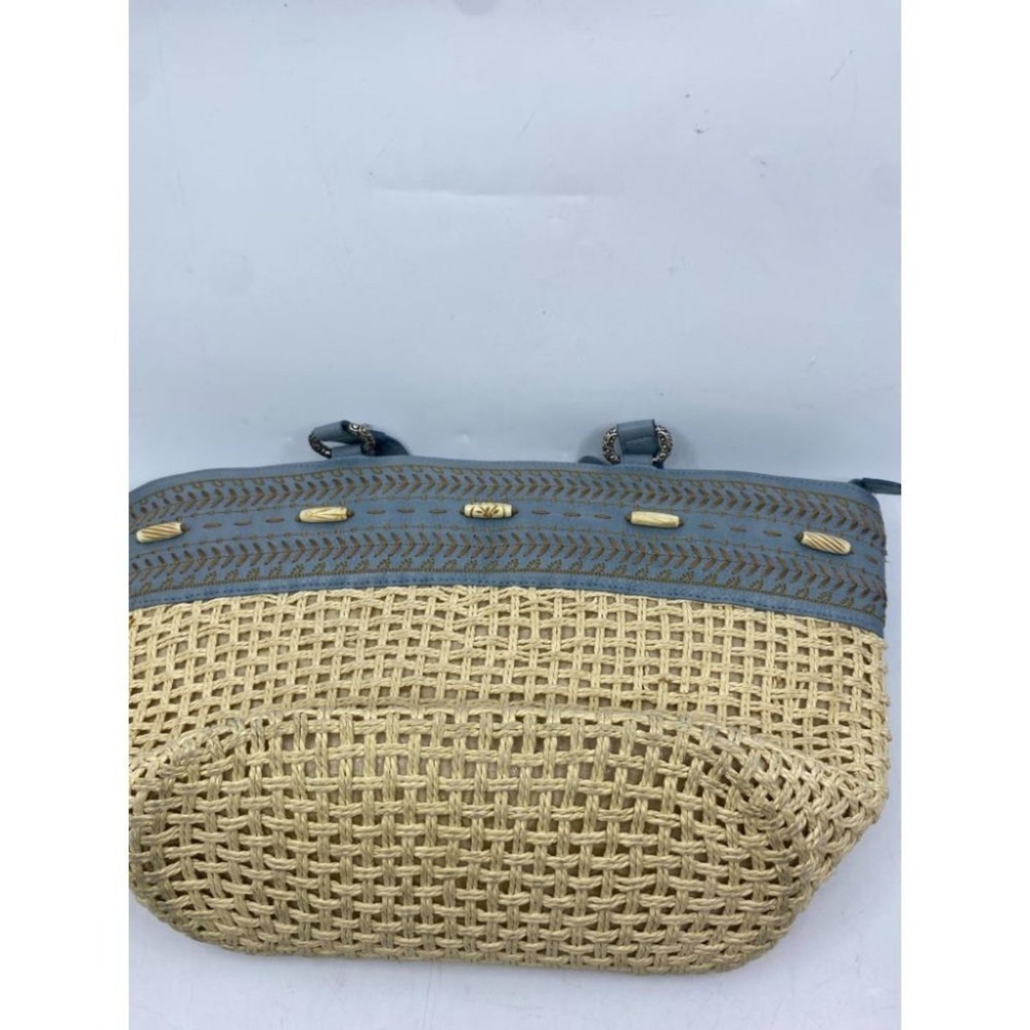 Brighton Blue Beige Faux Leather Shoulder Bag