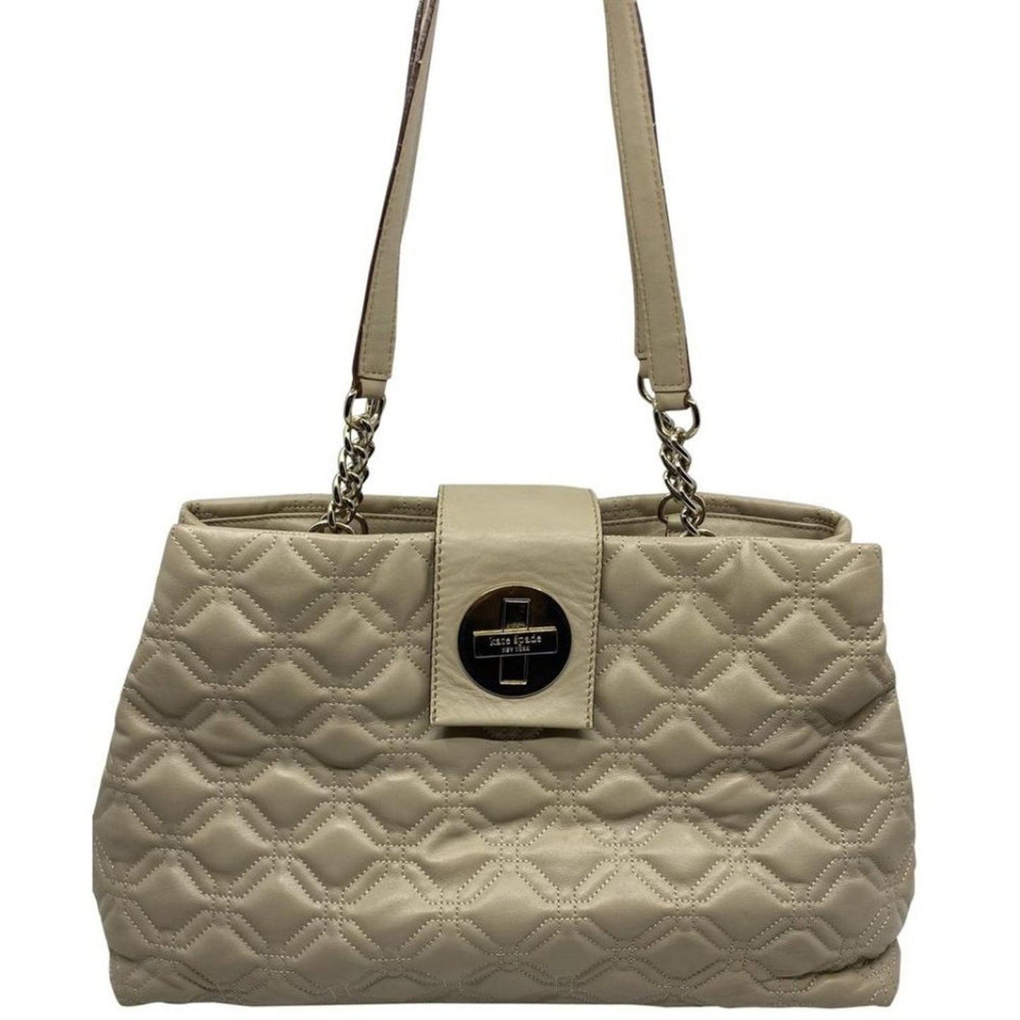 Kate Spade Tan Large Quilted Leather Tote Bag