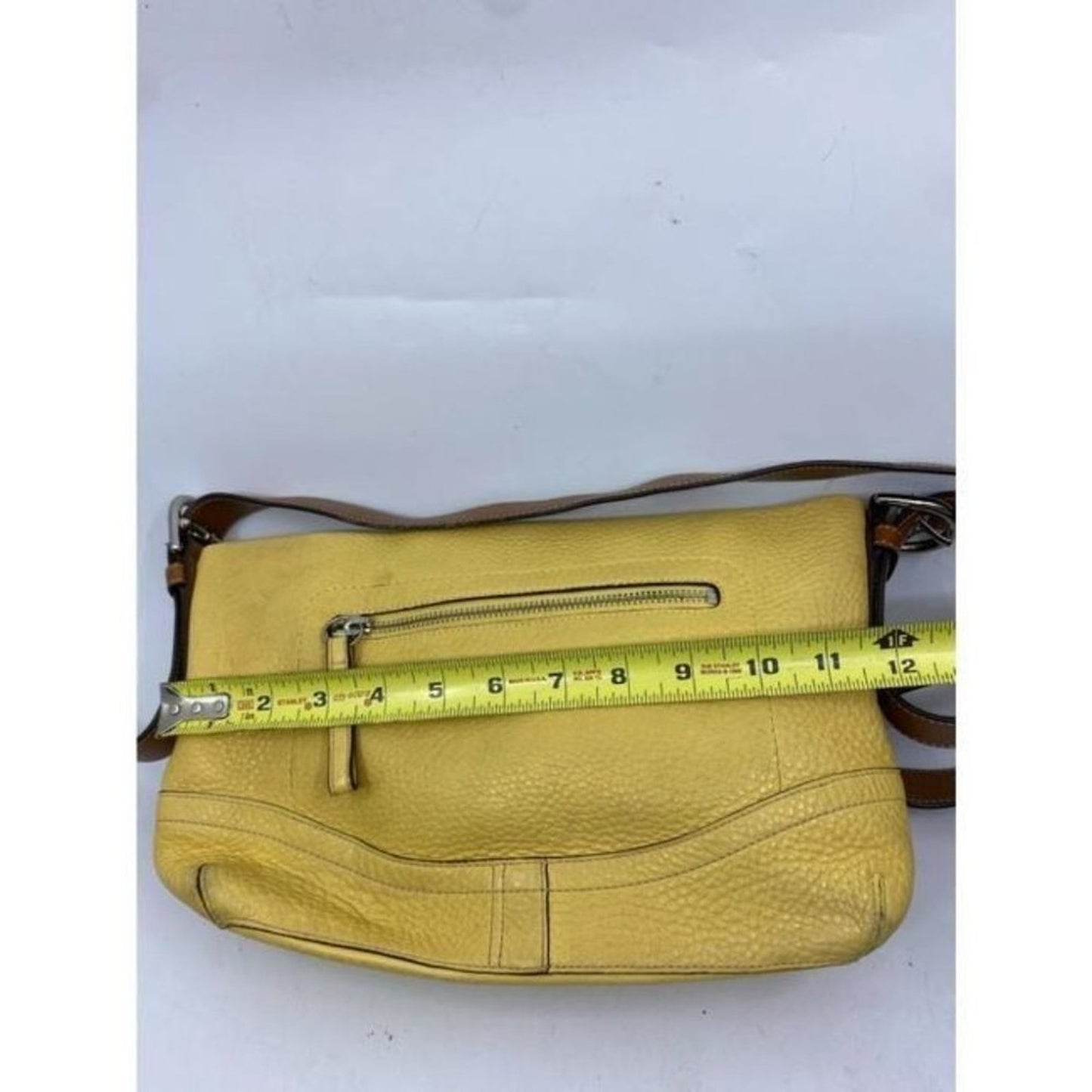 coach medium w adjustable strap yellow leather cro