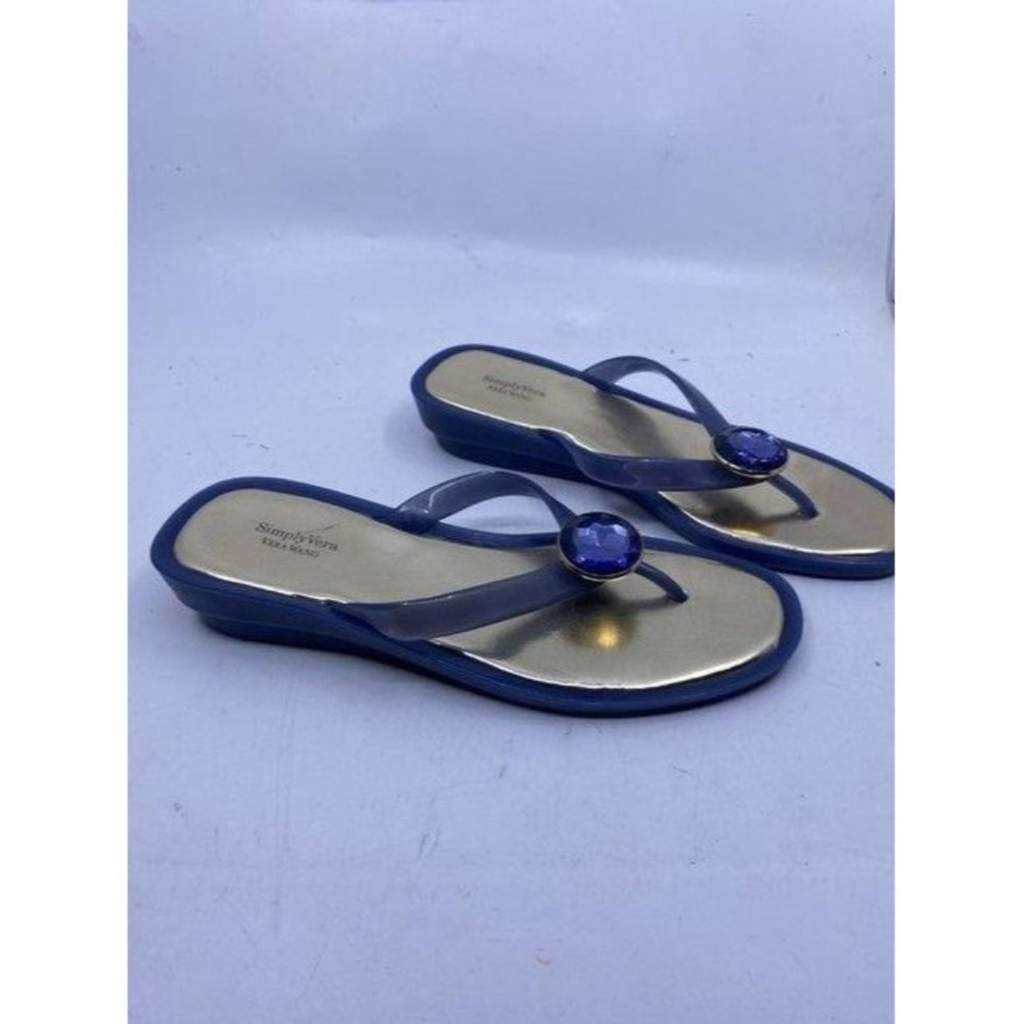 Simply Vera Vera Wang Blue Gold Sandals Size Us