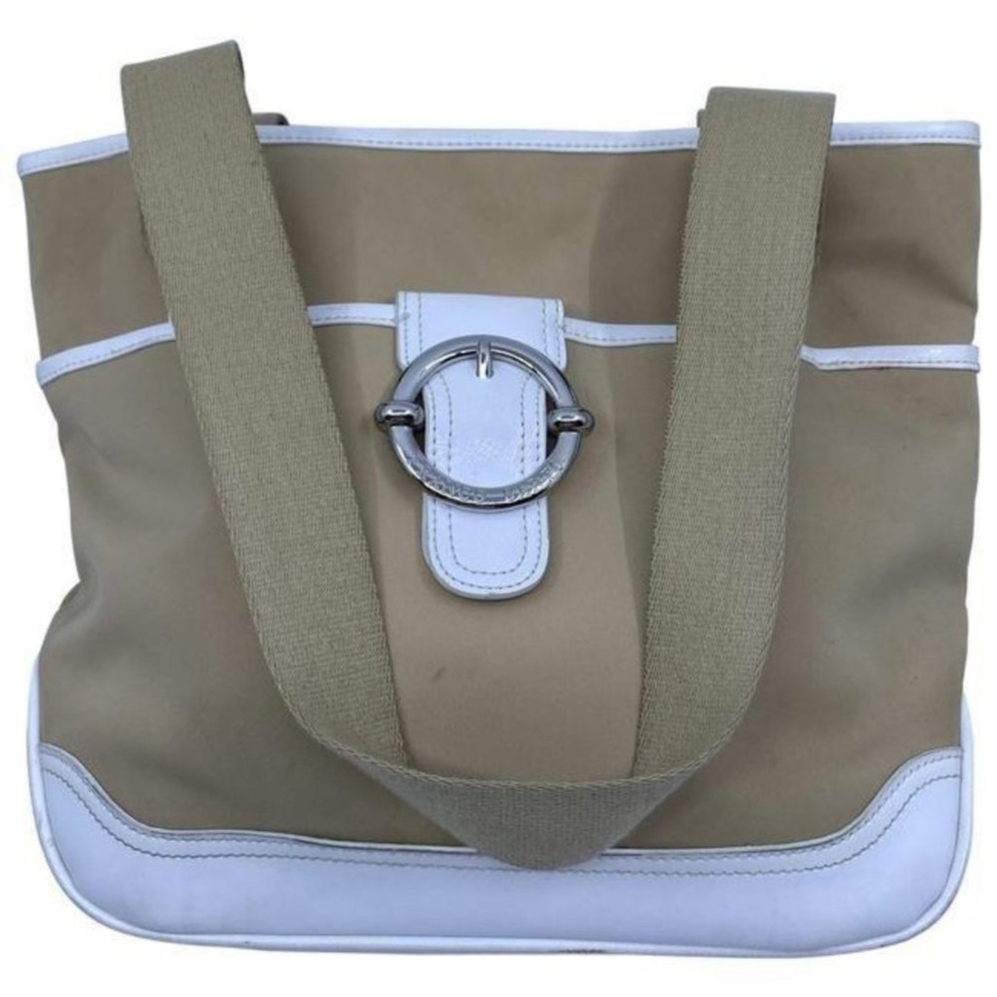 franco sarto bag white tan fabric tote
