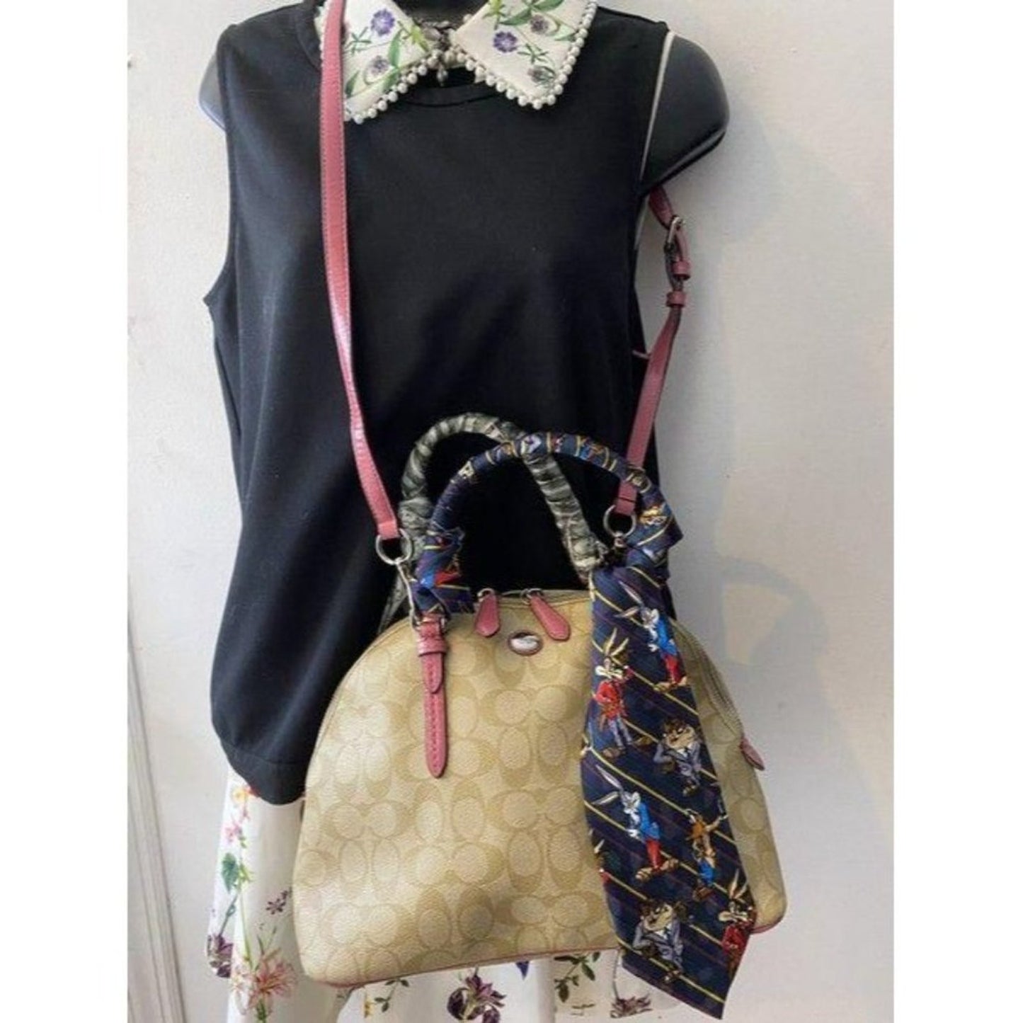 coach customized tan and multicolor cross body bag