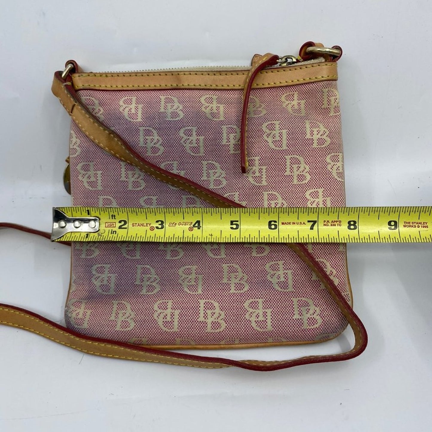 Dooney & Bourke Light Red Tan Fabric Crossbody Bag