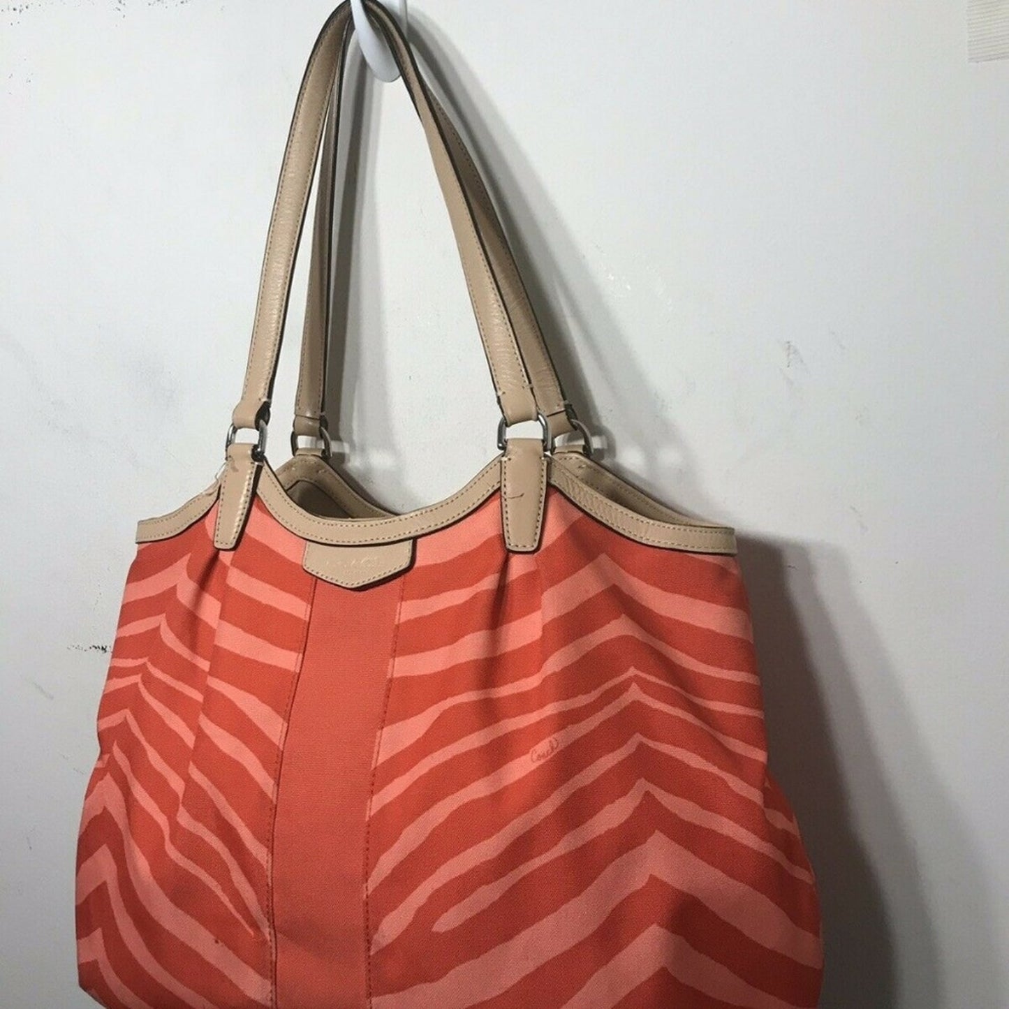 COACH Pink Animal Print Canvas Tote Bag