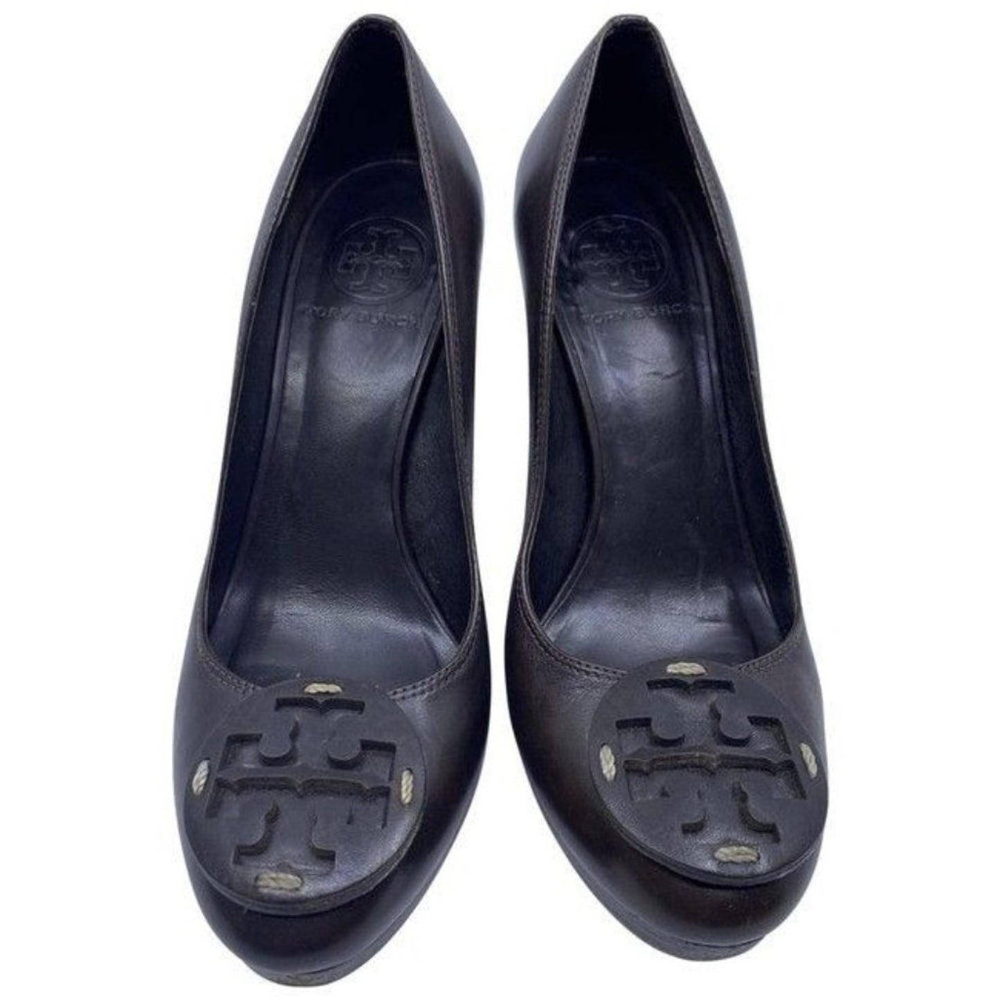 Tory Burch Brown Leather Mid Heel Pumps Size Us