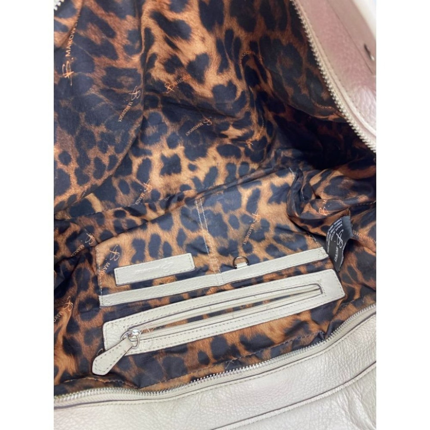 B. makowsky Cream Leather Shoulder Bag