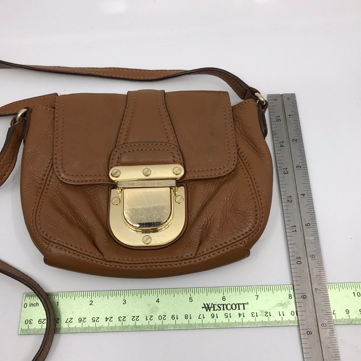 Michael Kors Crossbody Leather Gold Buckle