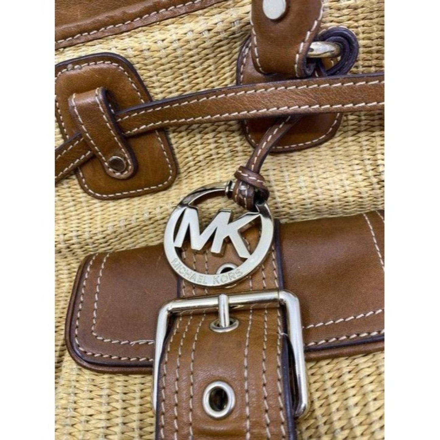 michael kors in need of tlc brown wicker shoulder