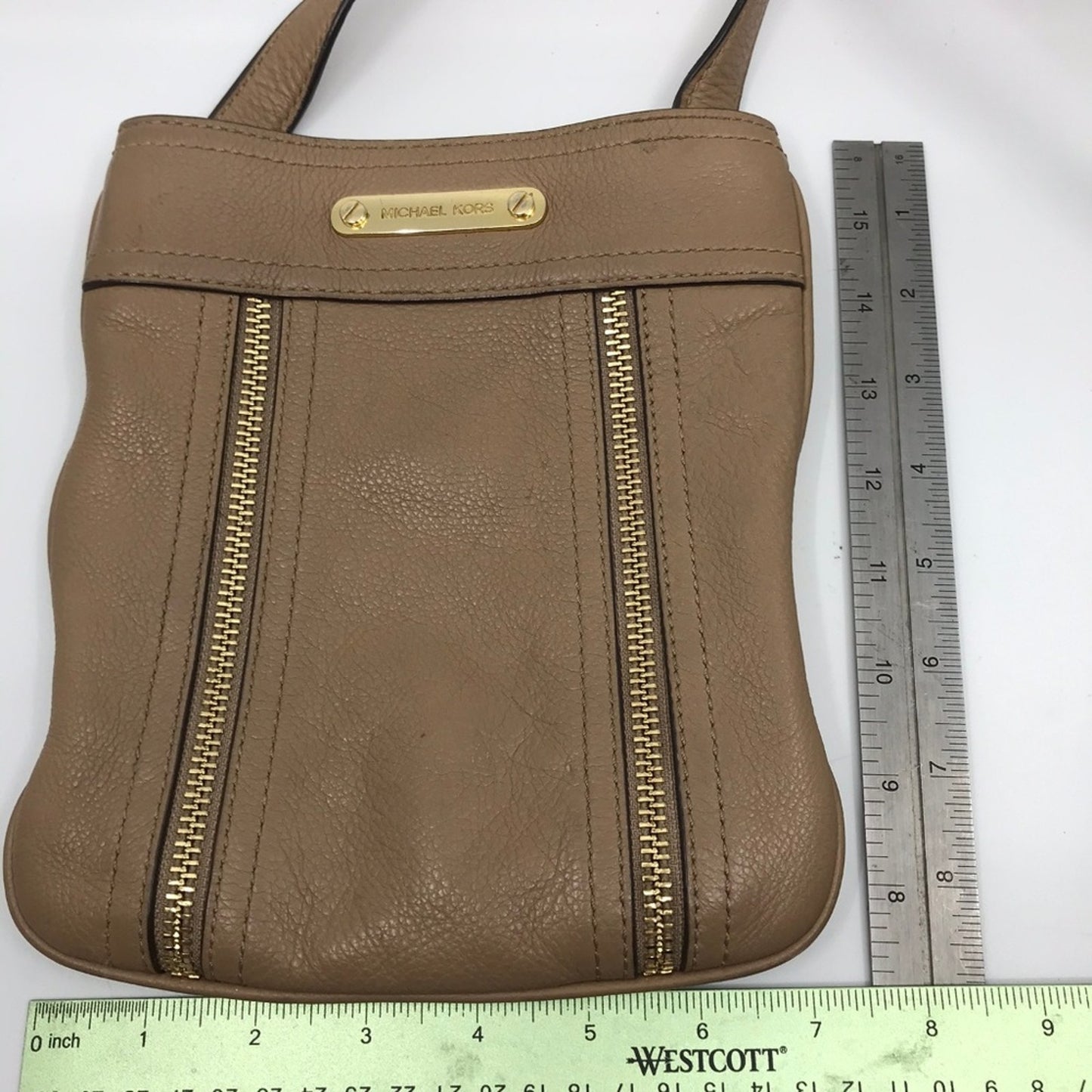 MK Leather Crossbody Bag Zipper Front