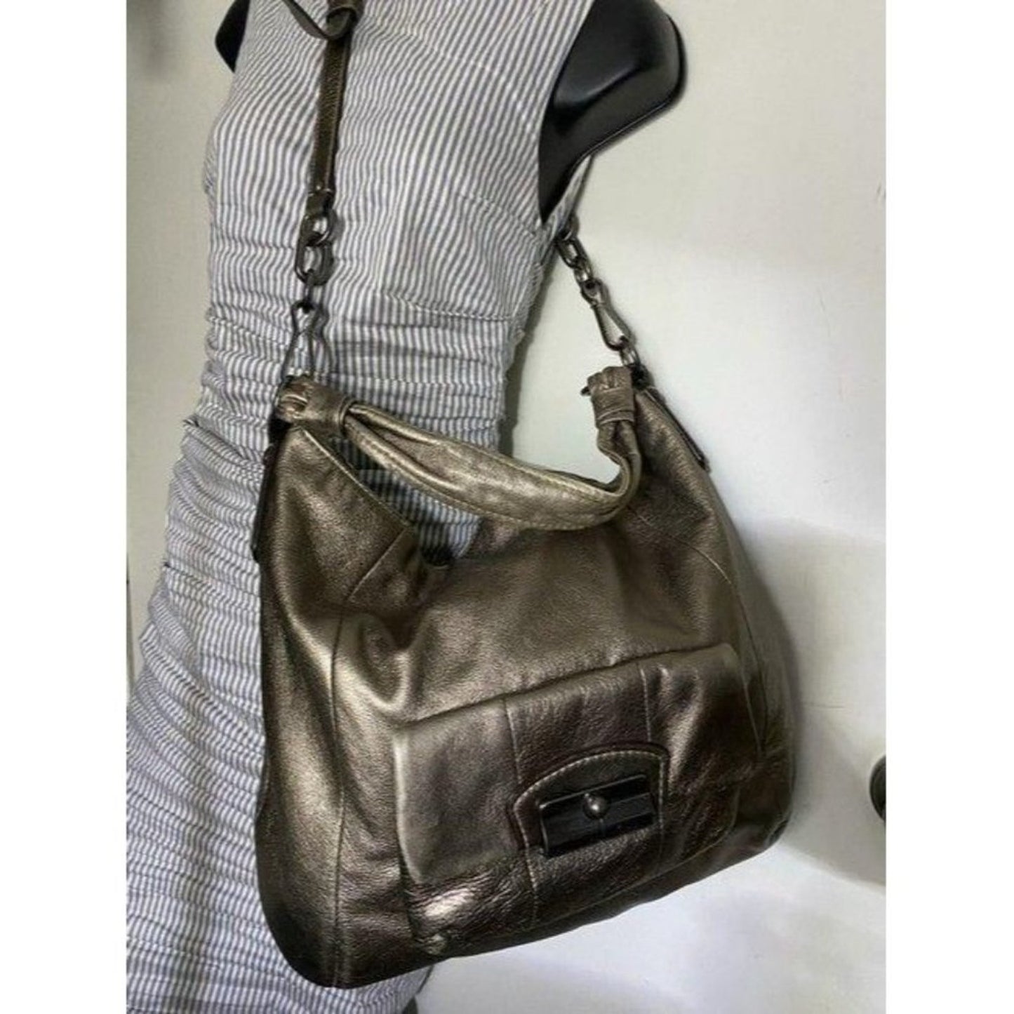 Coach xl shoulder gold leather cross body bag