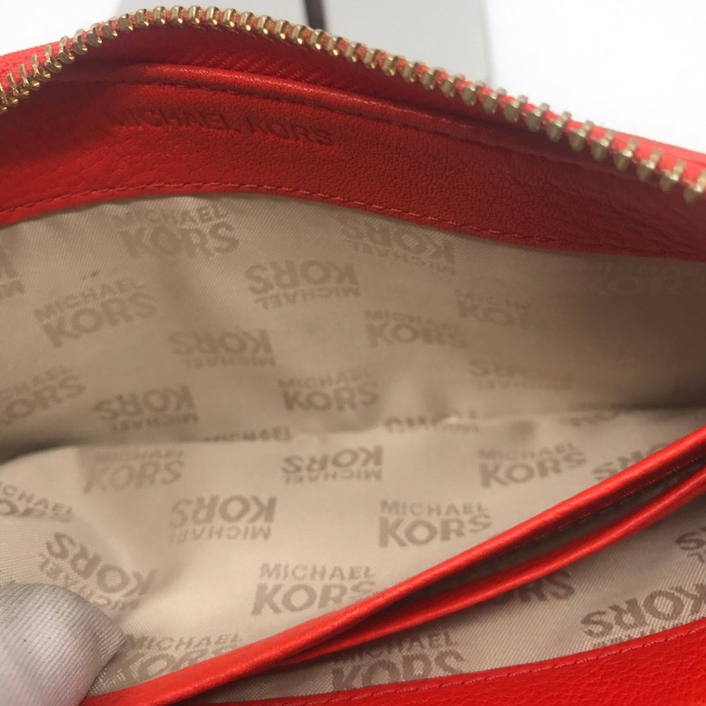 Michael Kors Leather Orange Wristlet