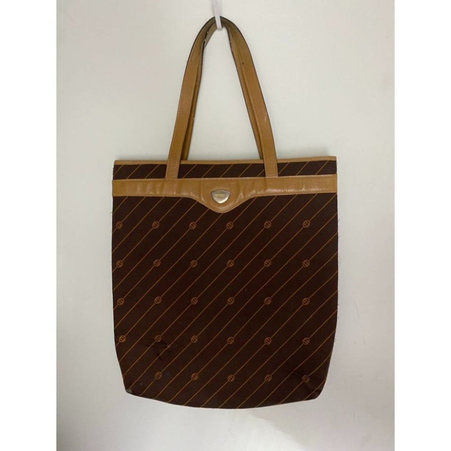 GUCCI Vintage XL Tote Bag in Canvas Fabric w/