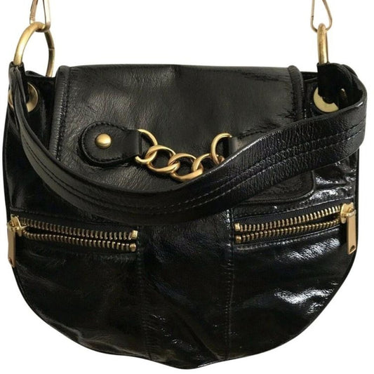 Cynthia Rowley Medium Black Patent Leather Cross B